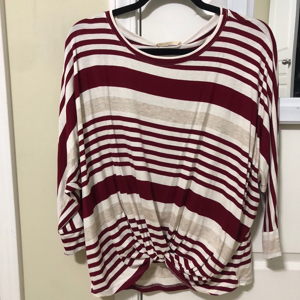 Stripe knot waist Dolman tee